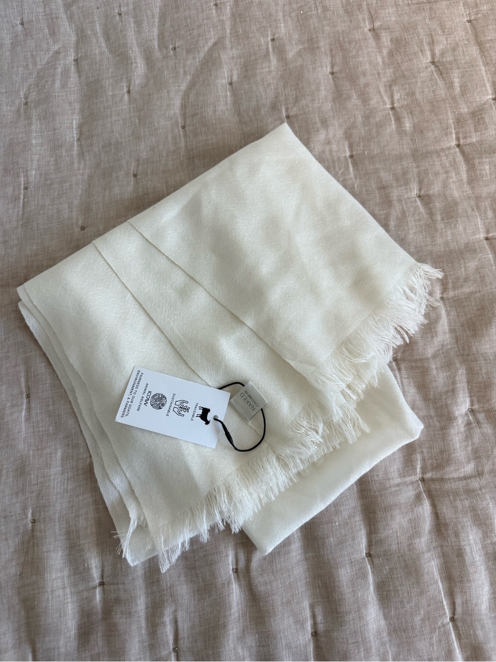 Naked Cashmere Jones Cashmere Scarf Ecru NWT